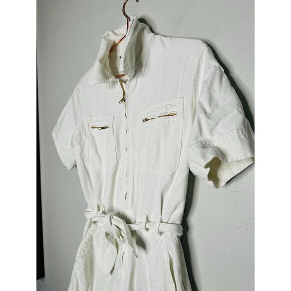 A. P. C. White Denim 100% Cotton Short Romper Combinaison Hills Romper Size 40 - Picture 8 of 12